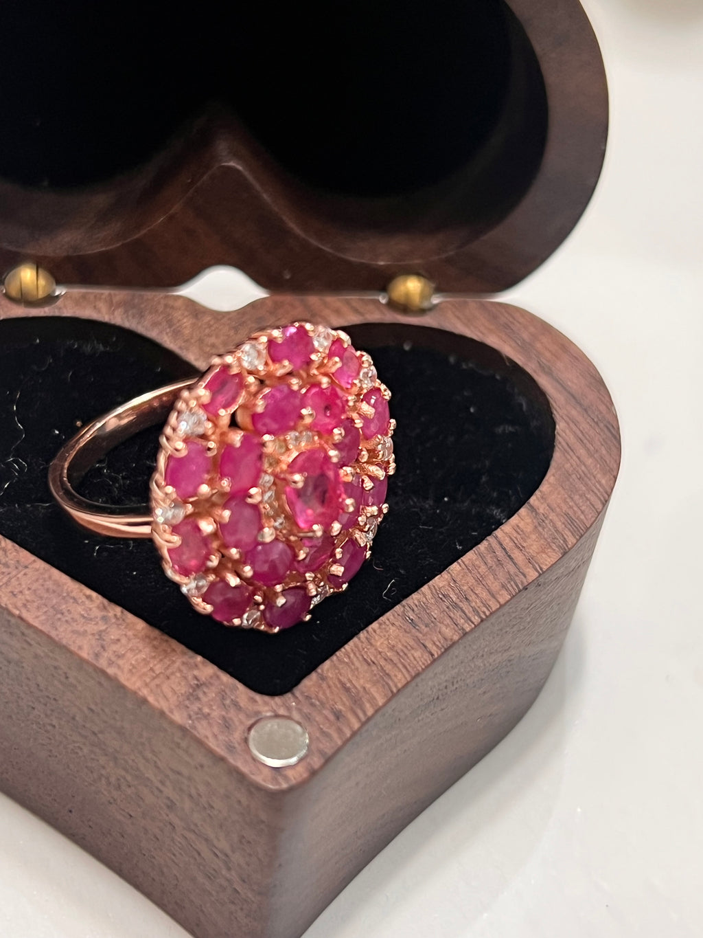 Artisan Pink Ruby Ring with Created White Sapphire Accents