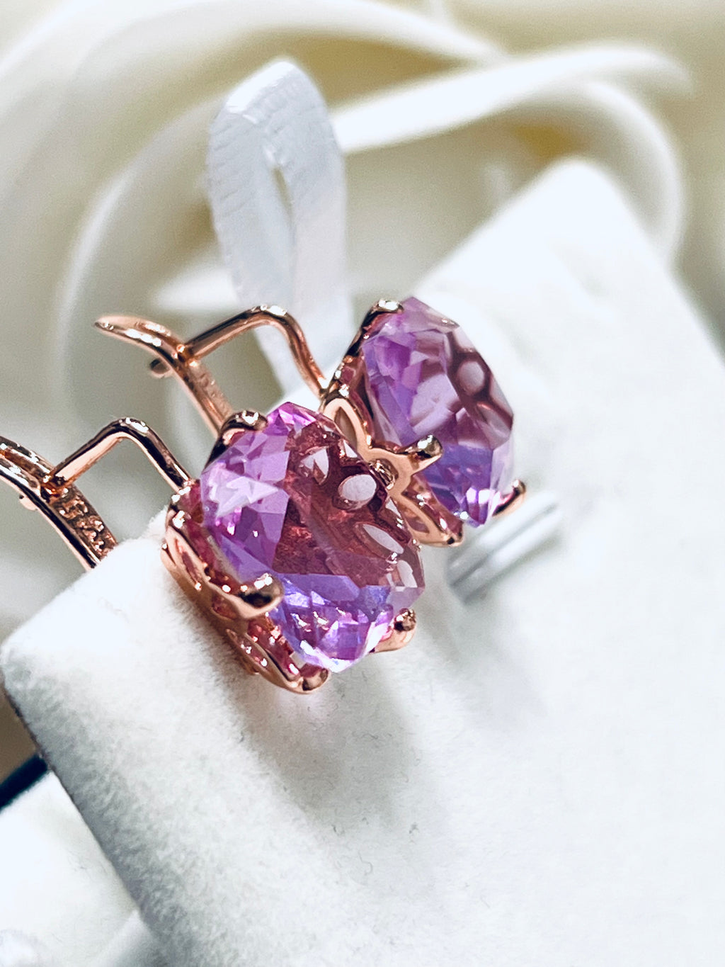 14K Rolled Gold Pink or Blue Topaz Minimalistic Square Drop Earrings