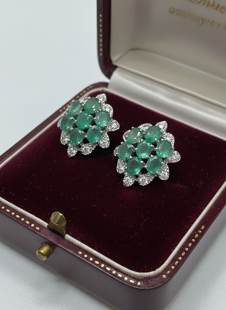 Handmade Sterling Silver Earrings with Natural Emerald & Peridot