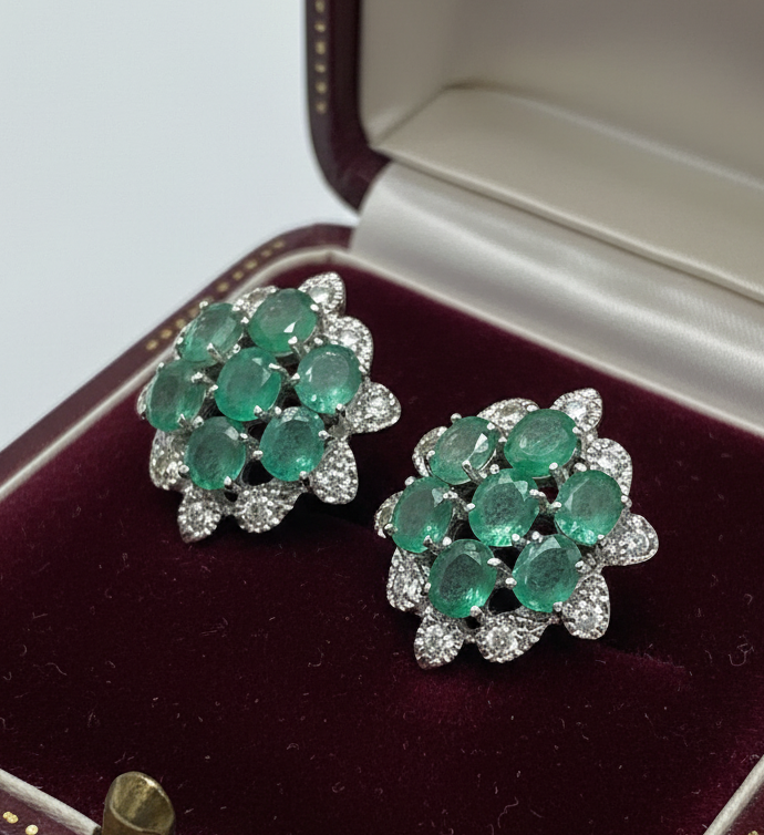 Handmade Sterling Silver Earrings with Natural Emerald & Peridot