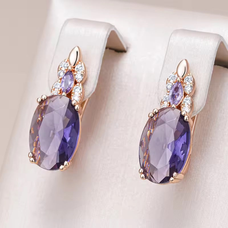 Gemstone Drop Earrings – Amethyst, Mystic Topaz & Citrine | 14K Rolled Gold