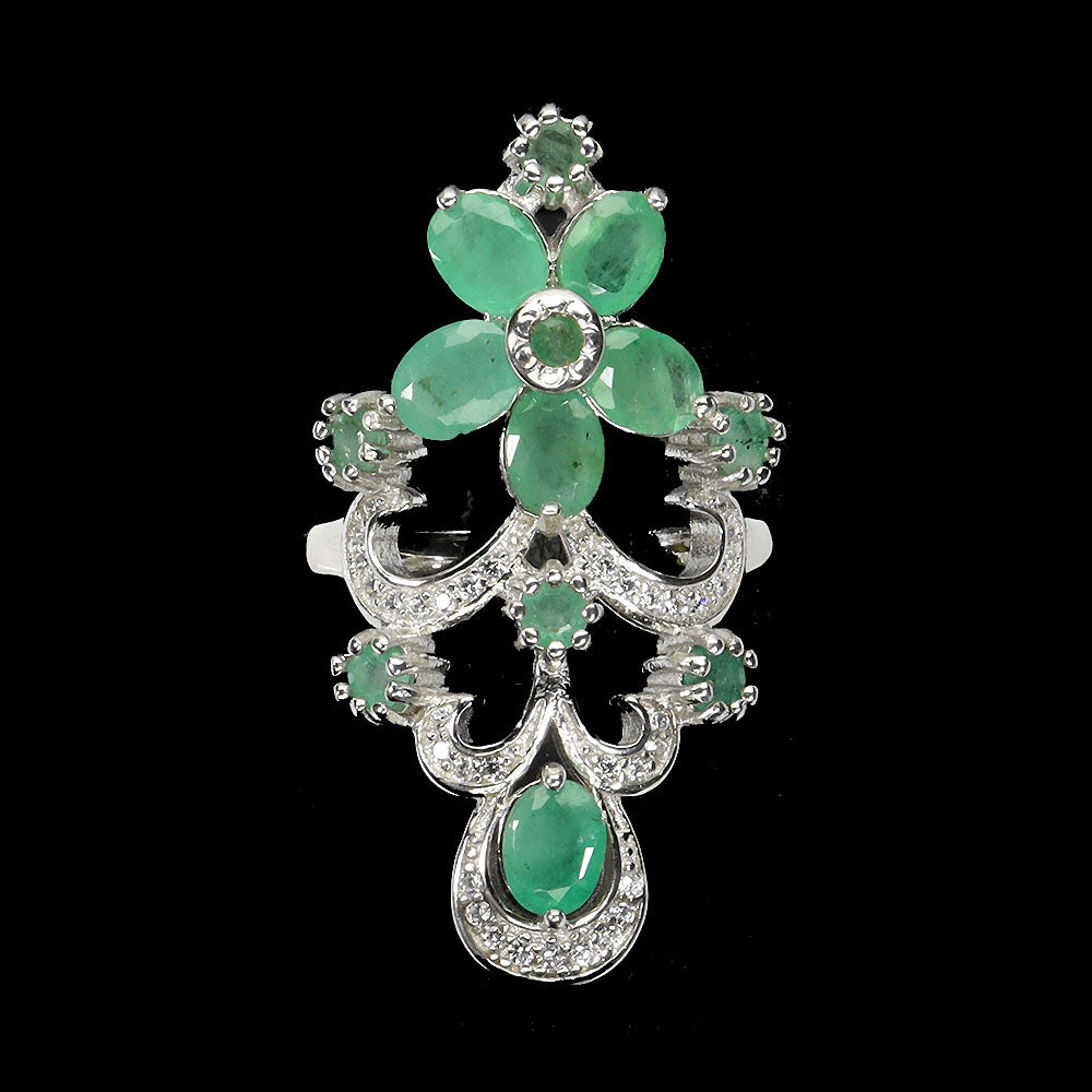 Natural Emerald Royal Bloom Ring – Handmade in Toronto