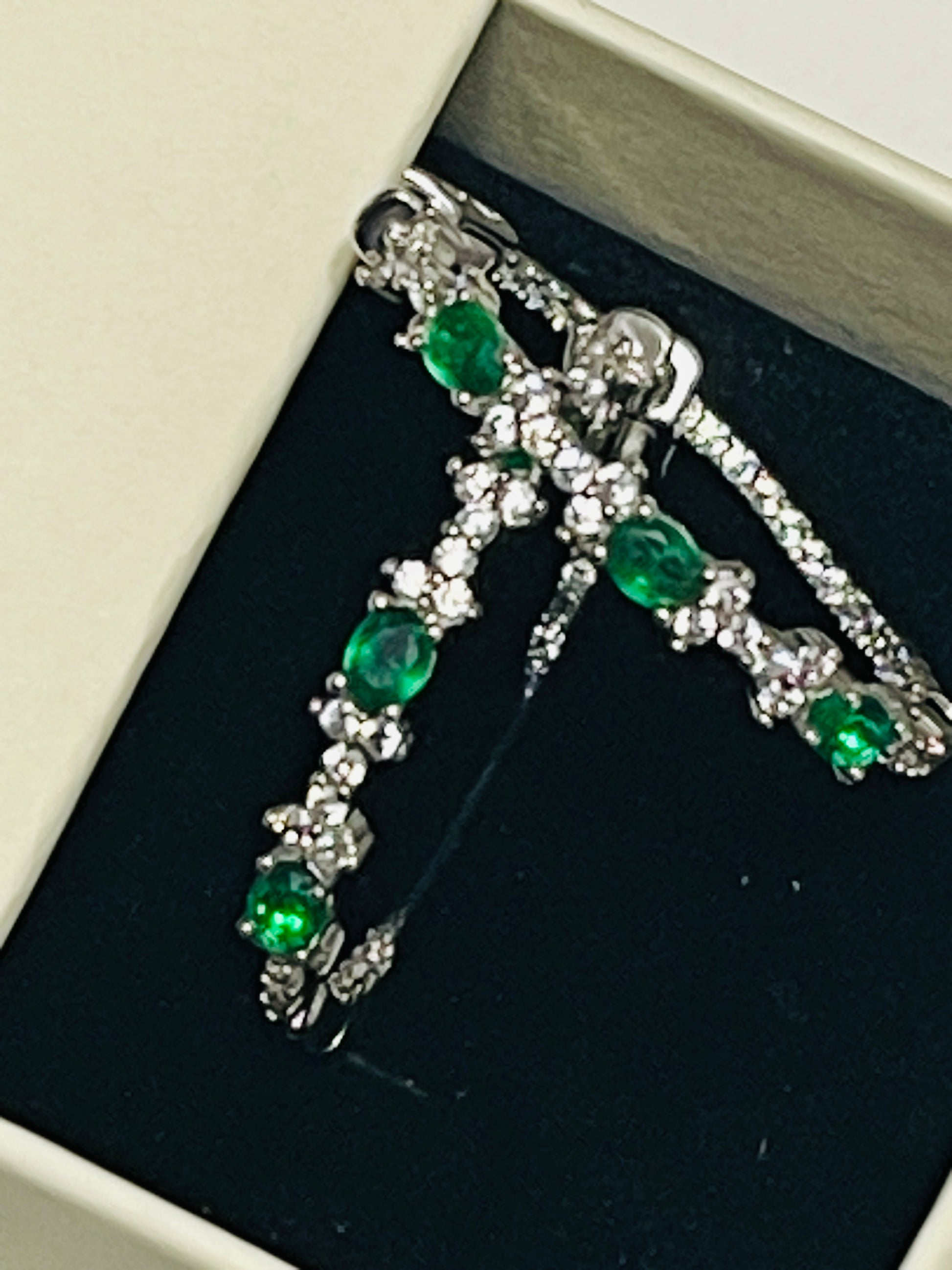 Elegant Eva & Elie Emerald Hoop Earrings
