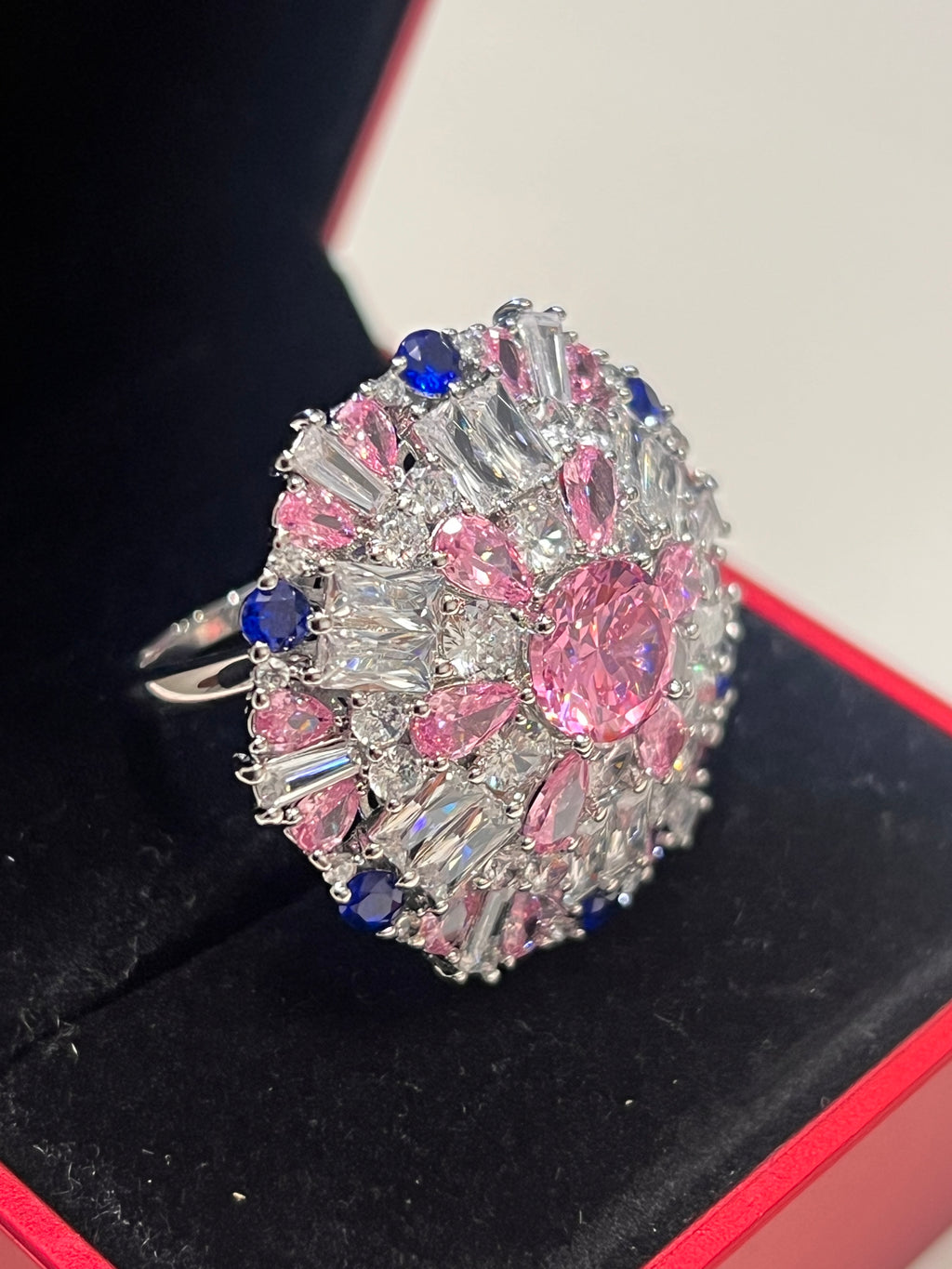 Stunning Created Sapphires Ring (adjustable)