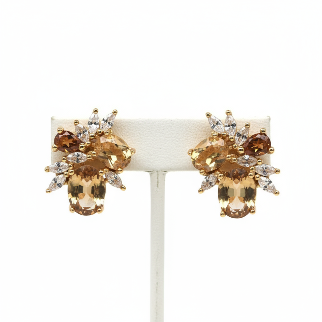 Handmade Golden Citrine Stud Earrings