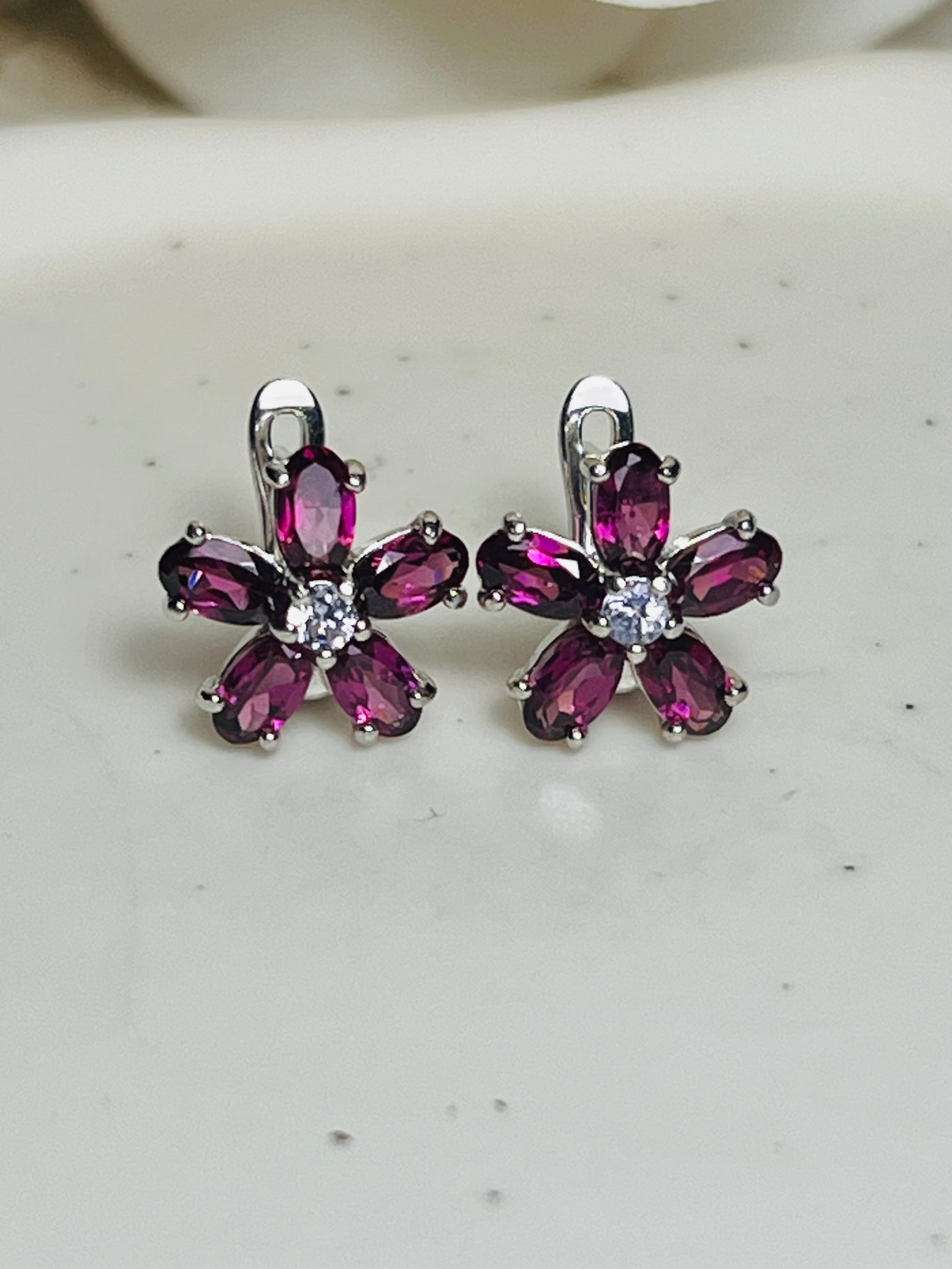 Handmade Natural Rhodolite Garnet earrings- wedding Collection