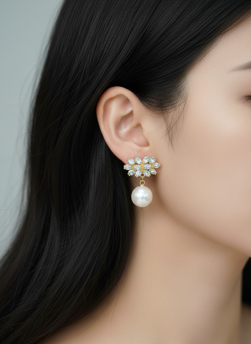 Handmade Aquamarine Edison Pearl earrings