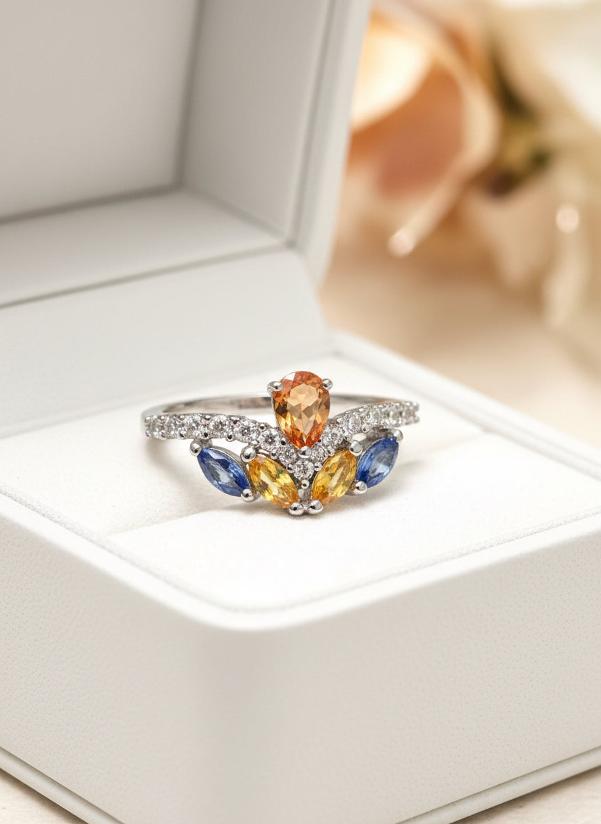 Stunning handmade Yellow and Blue Sapphires Ring