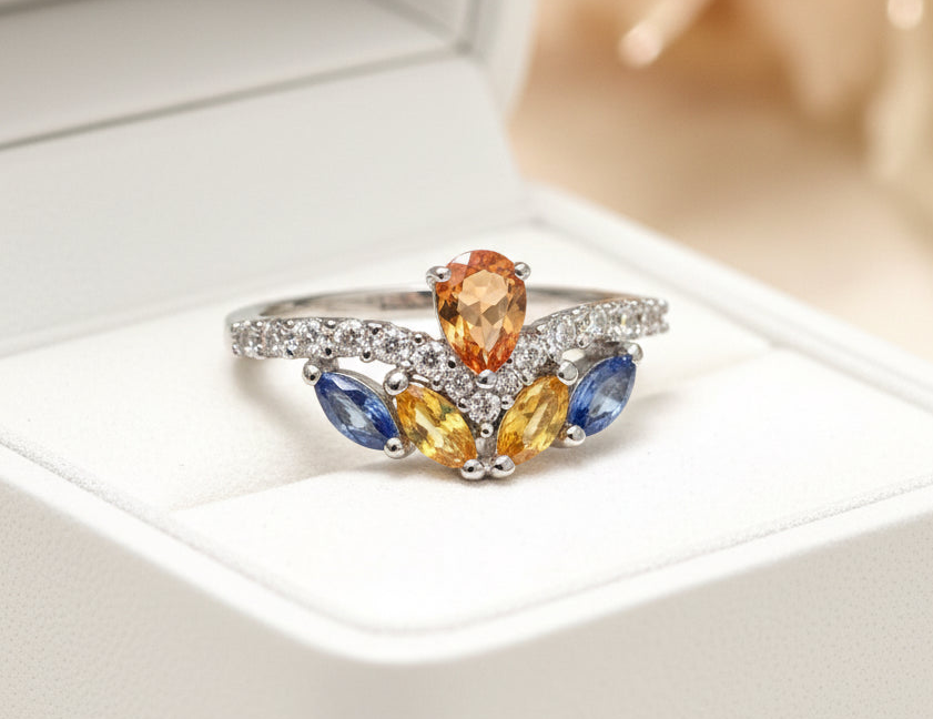 Stunning handmade Yellow and Blue Sapphires Ring