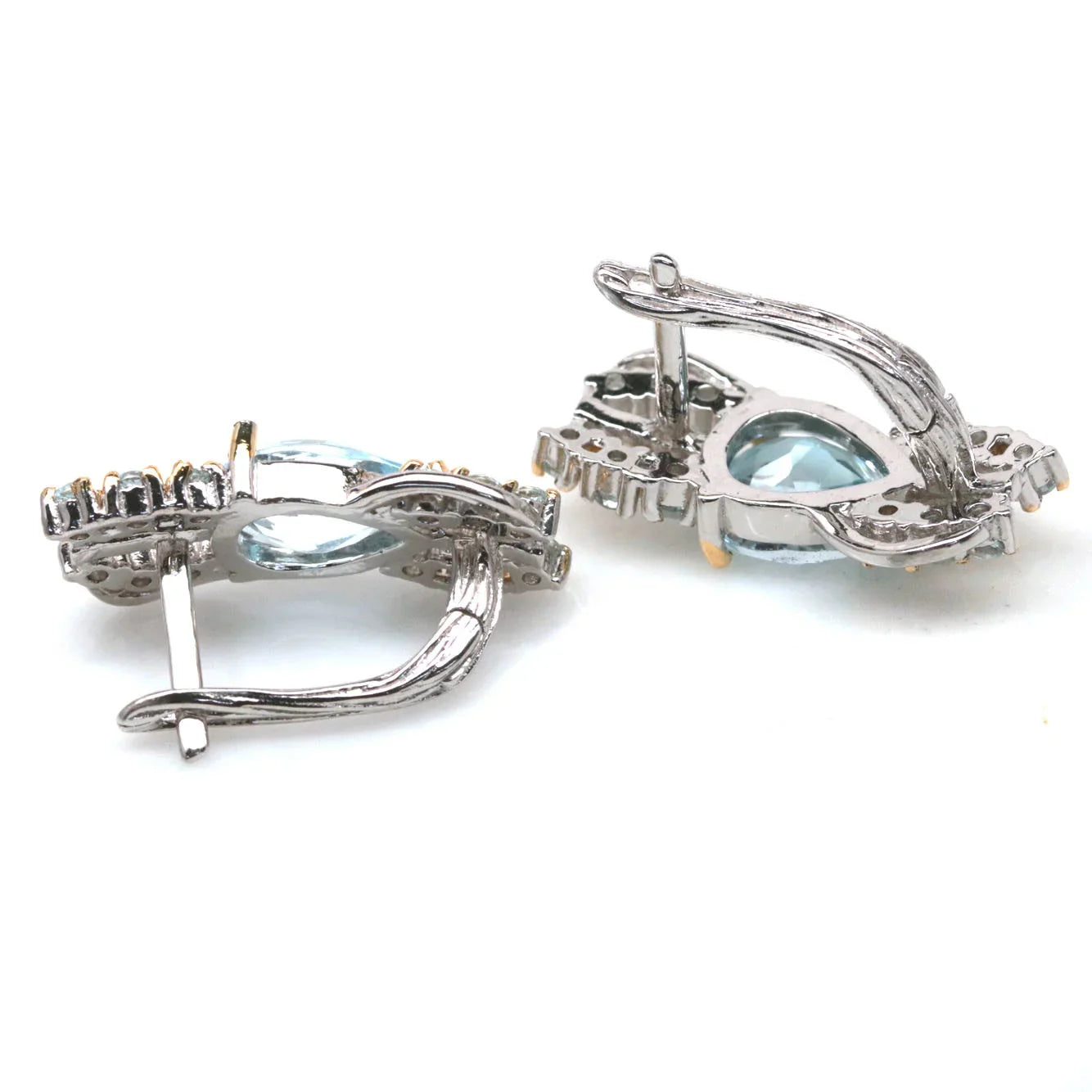 Handmade Two-Toned Sky Blue Topaz Jewelry Set – Sterling Silver with Yellow & White Gold Vermeil
