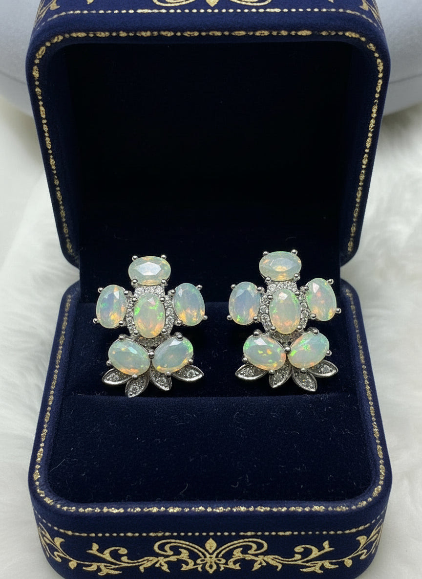 Handmade Fire Opal Earrings in 14k Gold Vermeil Over 925S