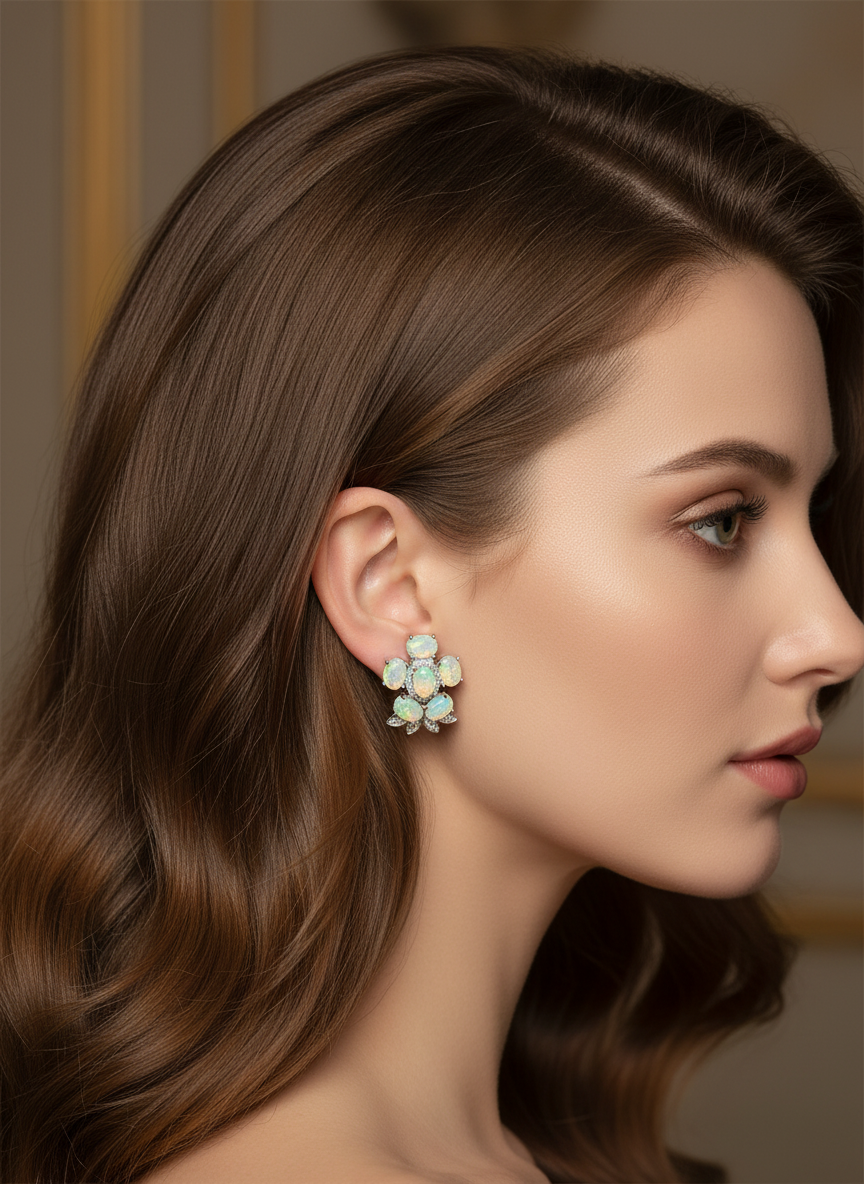 Handmade Fire Opal Earrings in 14k Gold Vermeil Over 925S