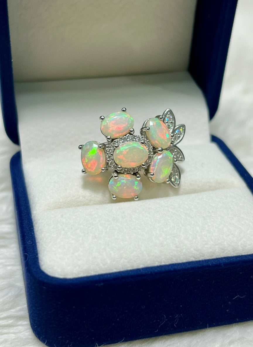 Handmade Fire Opal Ring In 14k gold vermeil over Sterling Silver