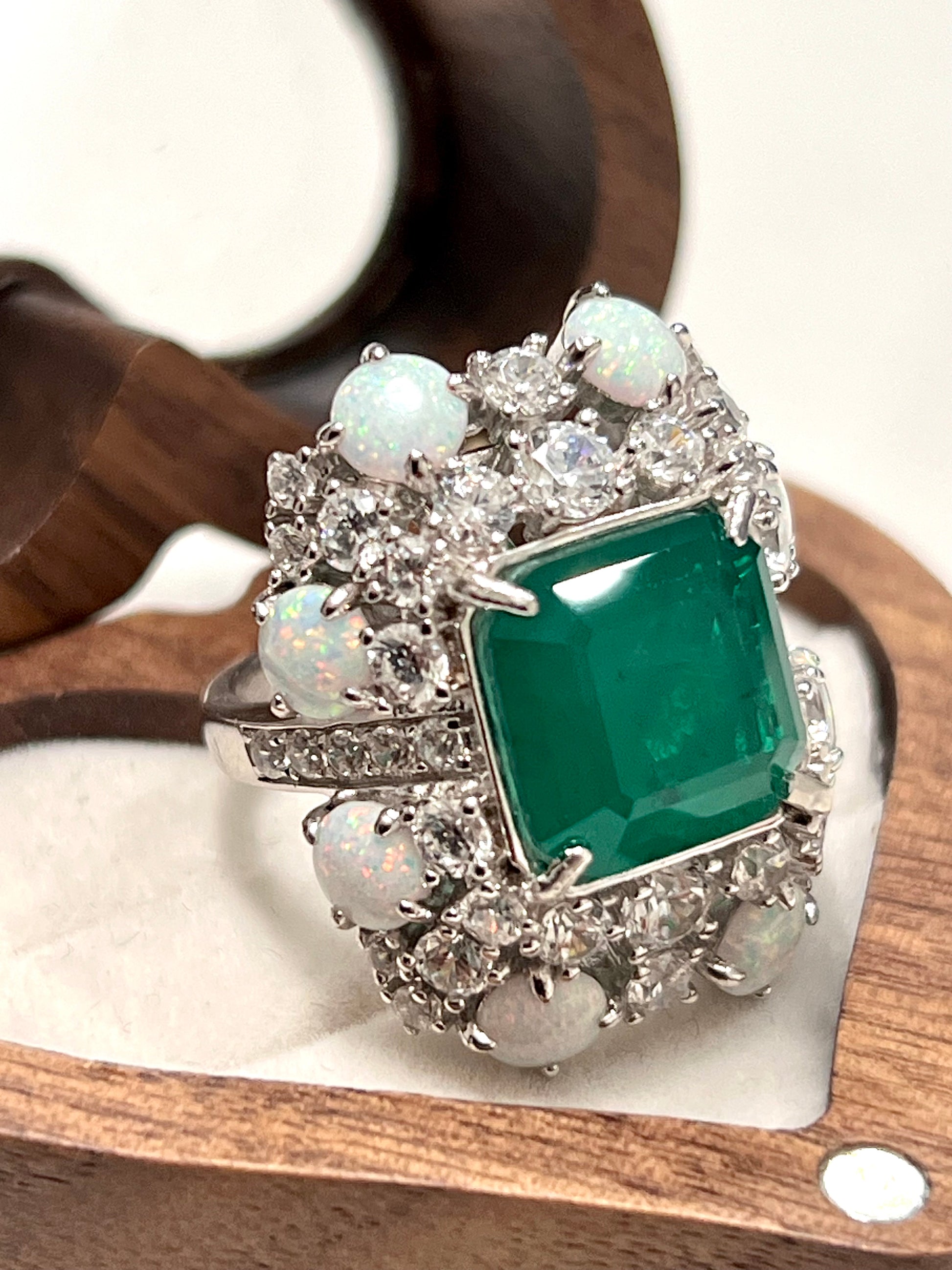 Handmade Stunning Emerald and Opal Ring