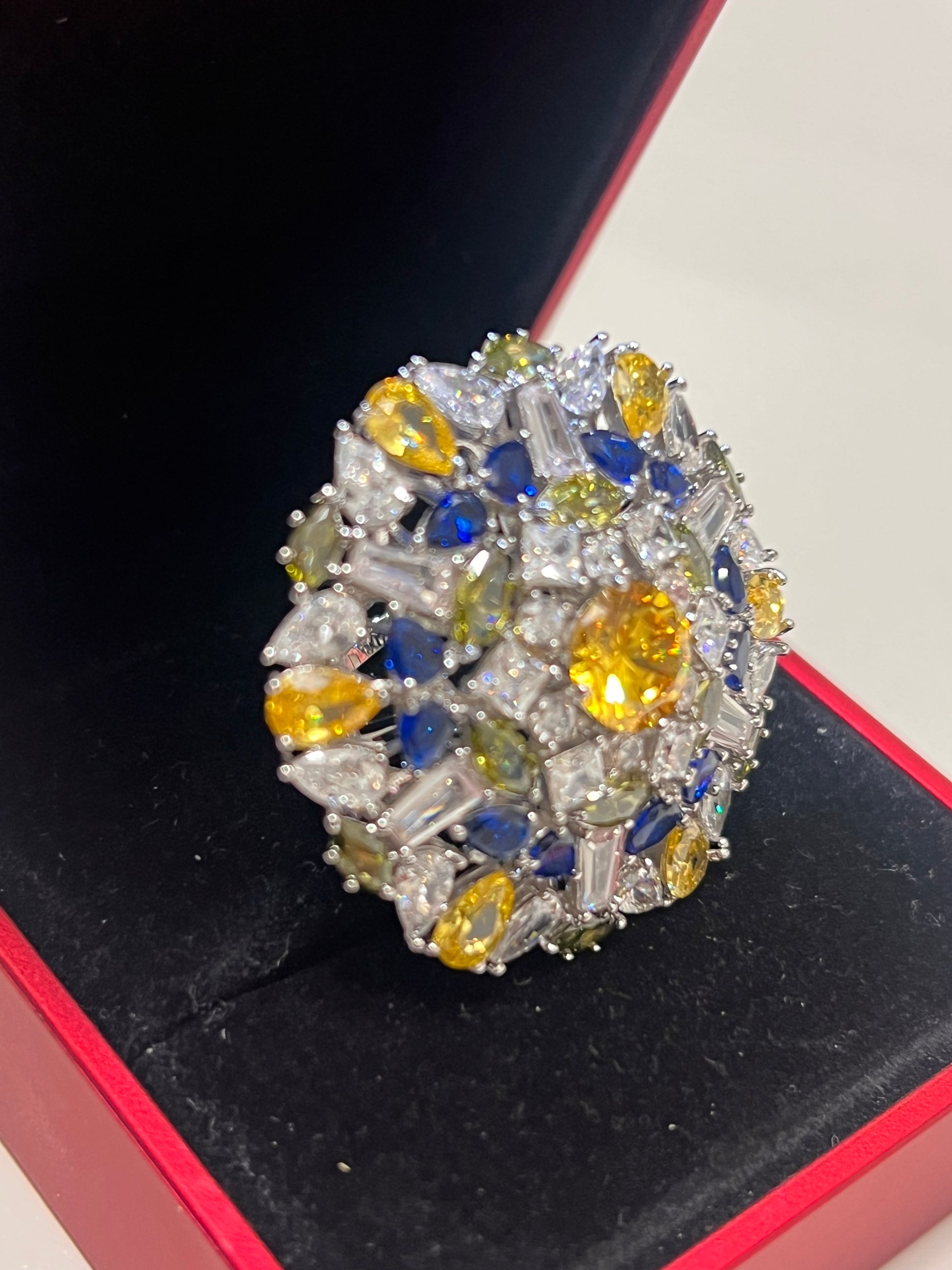 Stunning Created Sapphires Ring (adjustable)