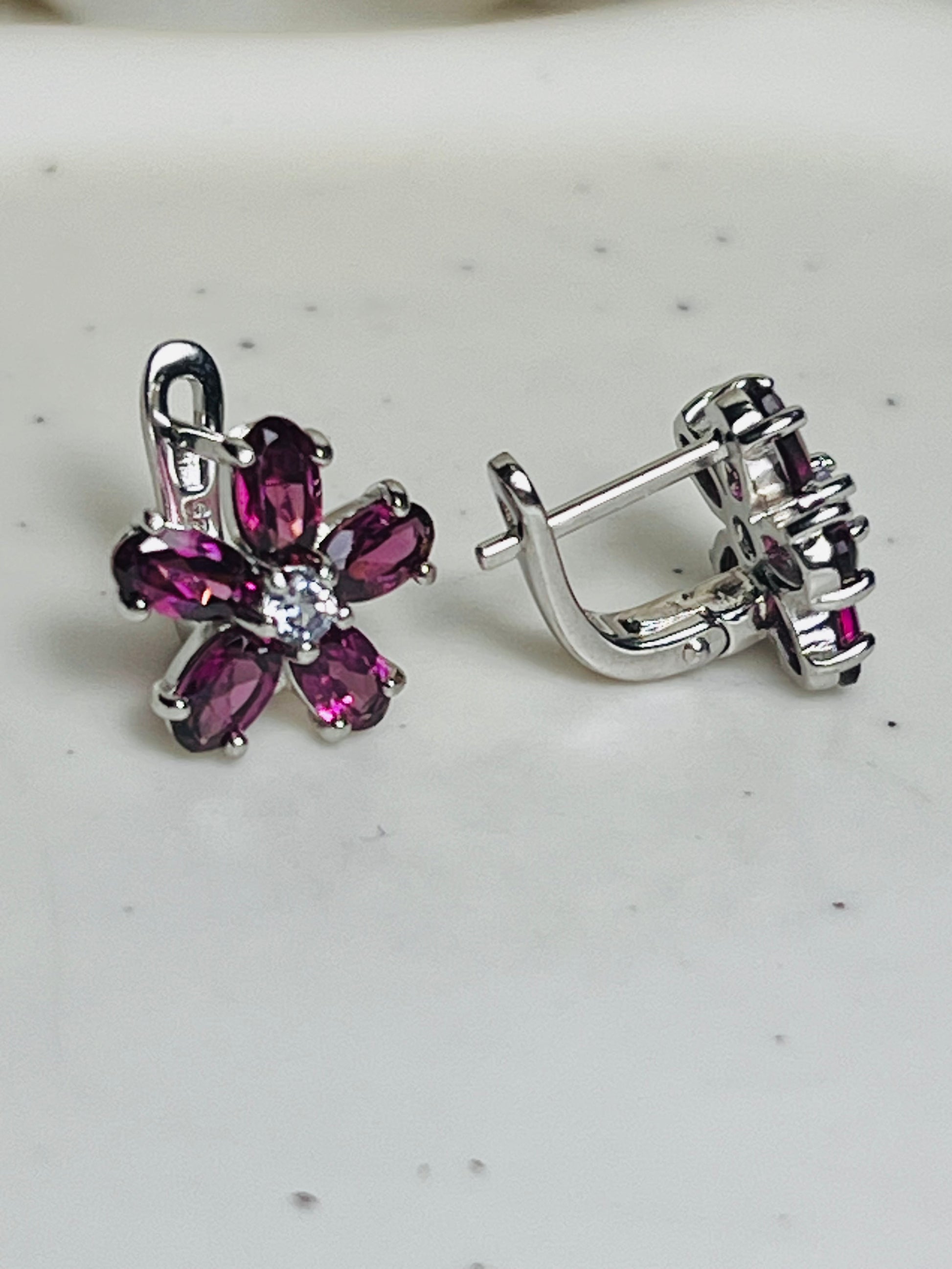 Handmade Natural Rhodolite Garnet earrings- wedding Collection