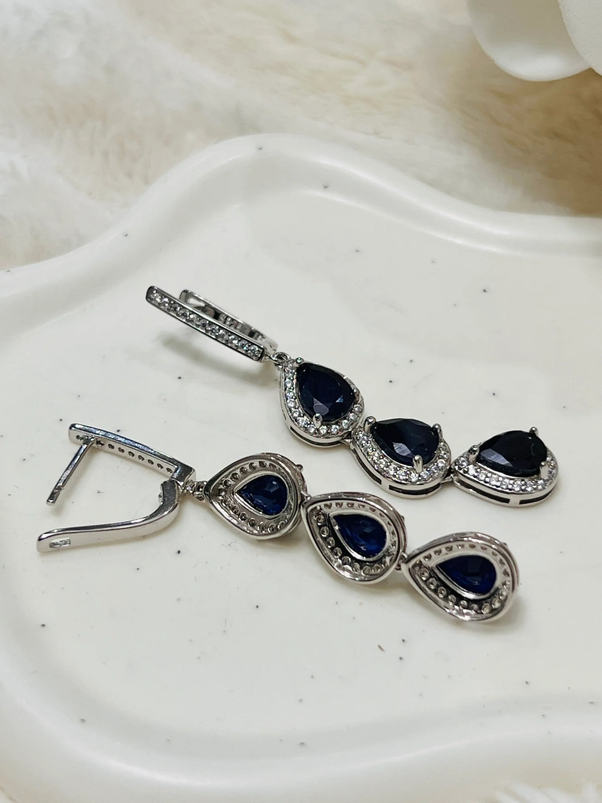 Handmade Natural Ceylon Sapphire Earrings