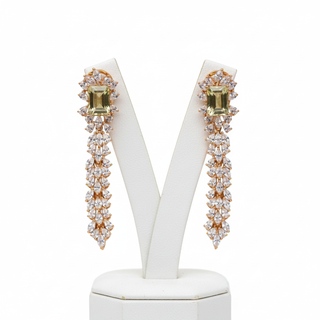 Handmade Yellow Quartz Huggie Earrings in Platinum Silver with 18K Gold Vermeil