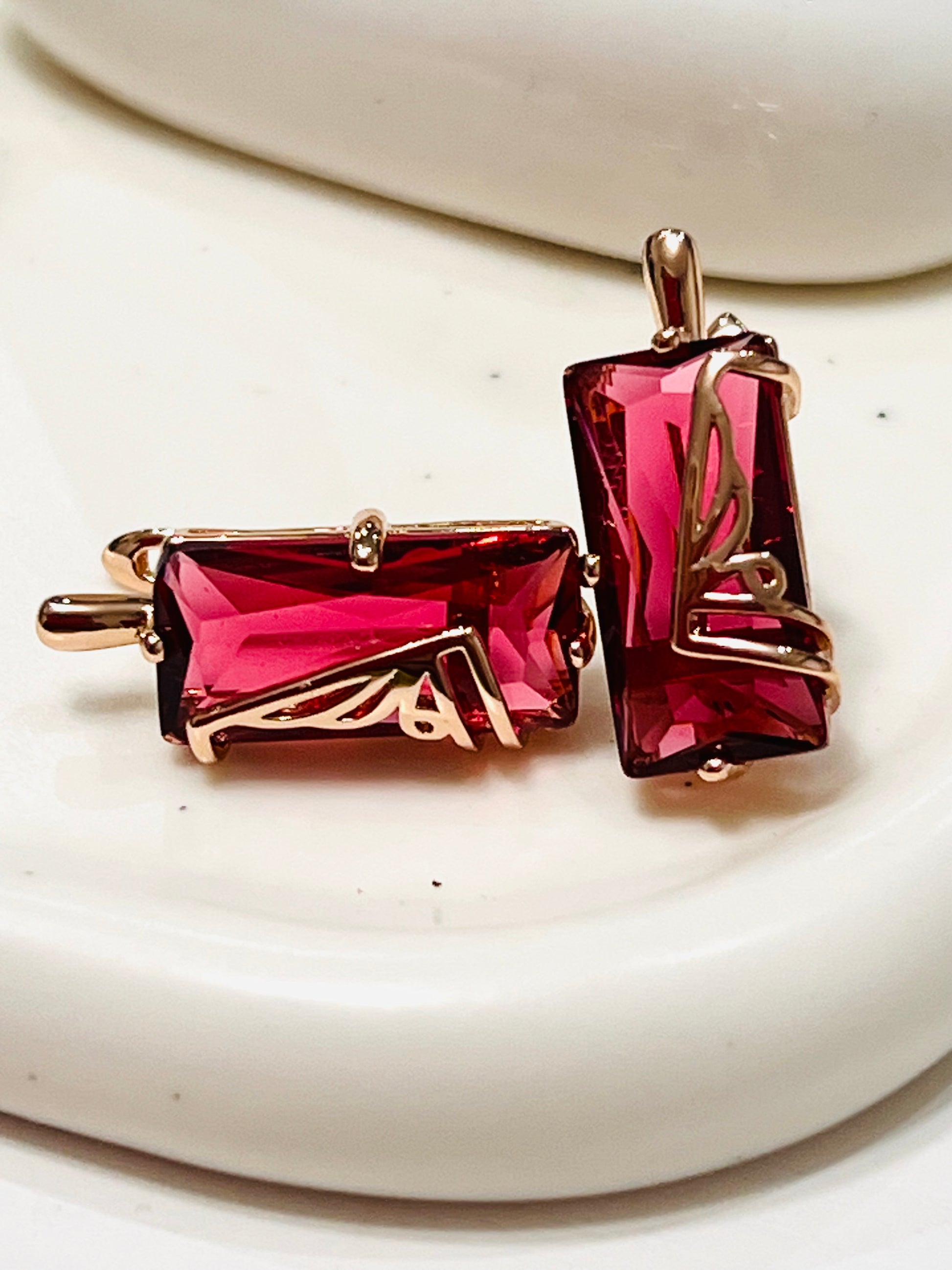 14k Rose Gold-filled Earrings Emerald Glamour
