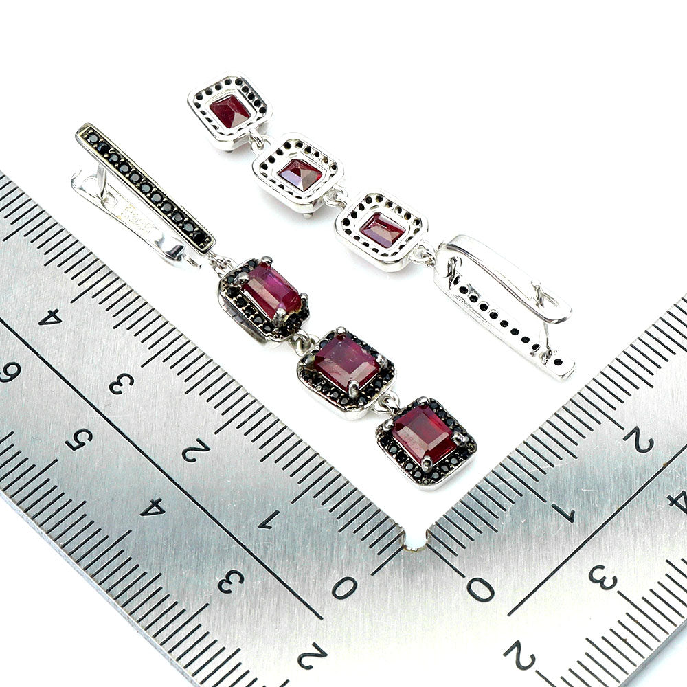 Handmade genuine Ruby Noir Drop Earrings