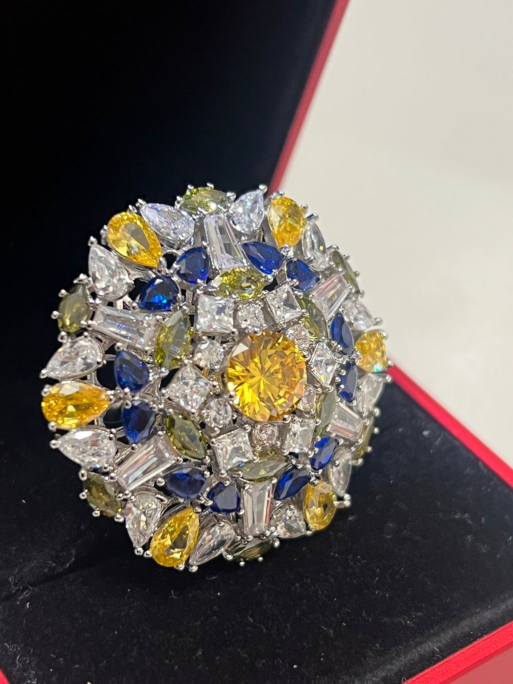 Stunning Created Sapphires Ring (adjustable)