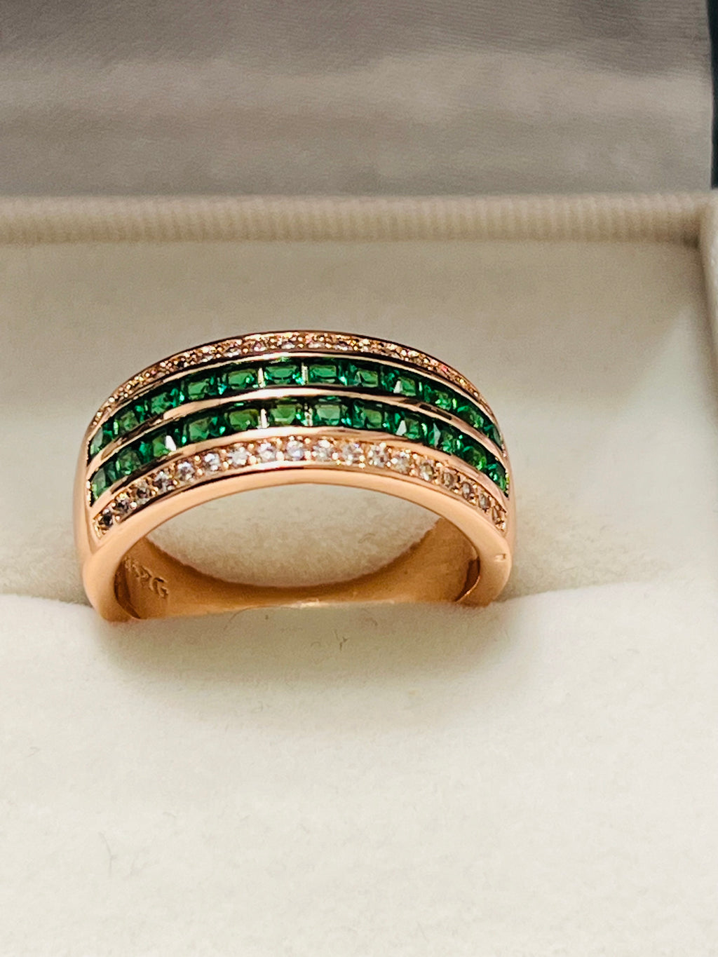 14k Rolled Gold Nano Emerald Ring