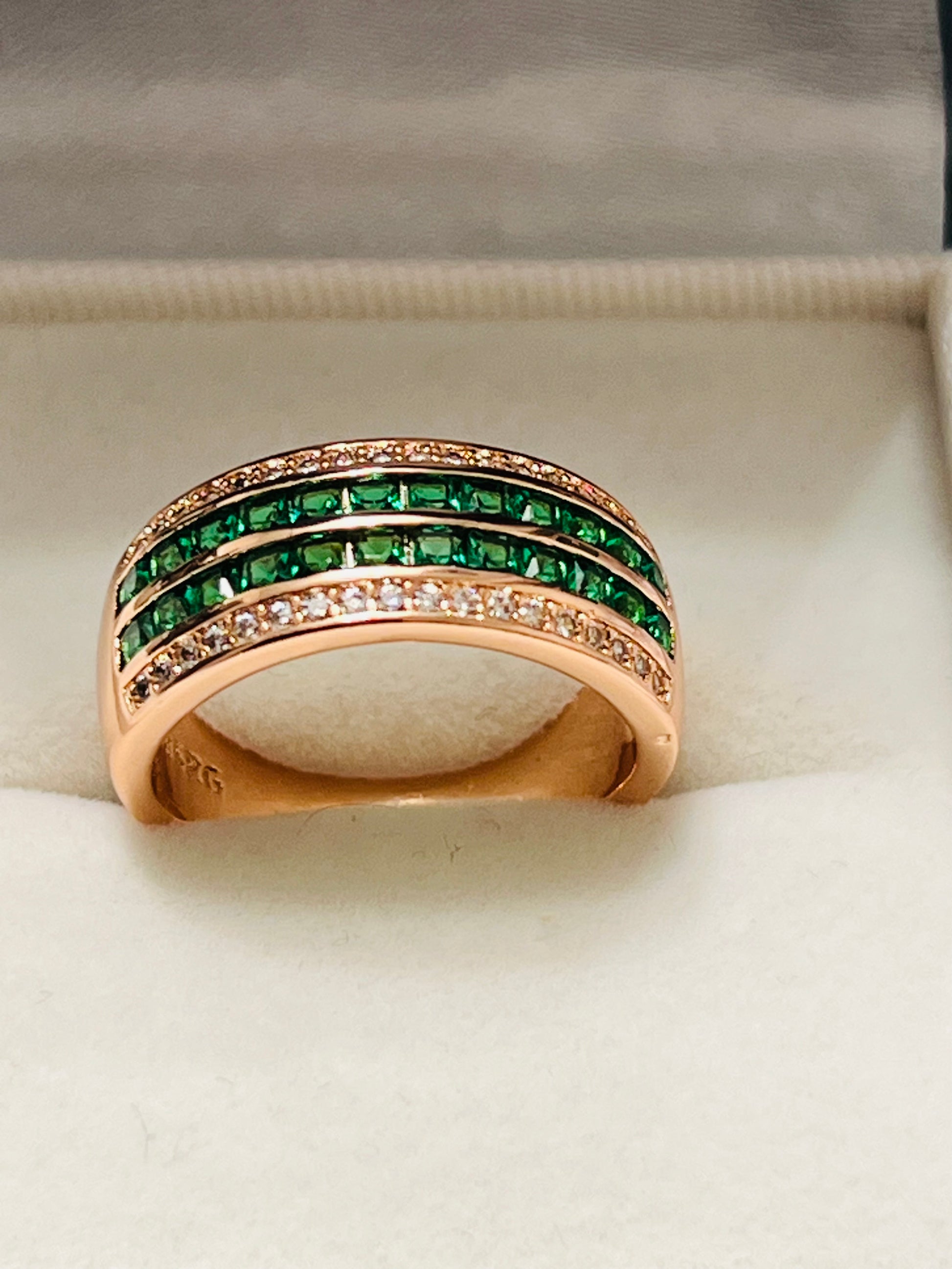 14k Rolled Gold Nano Emerald Ring