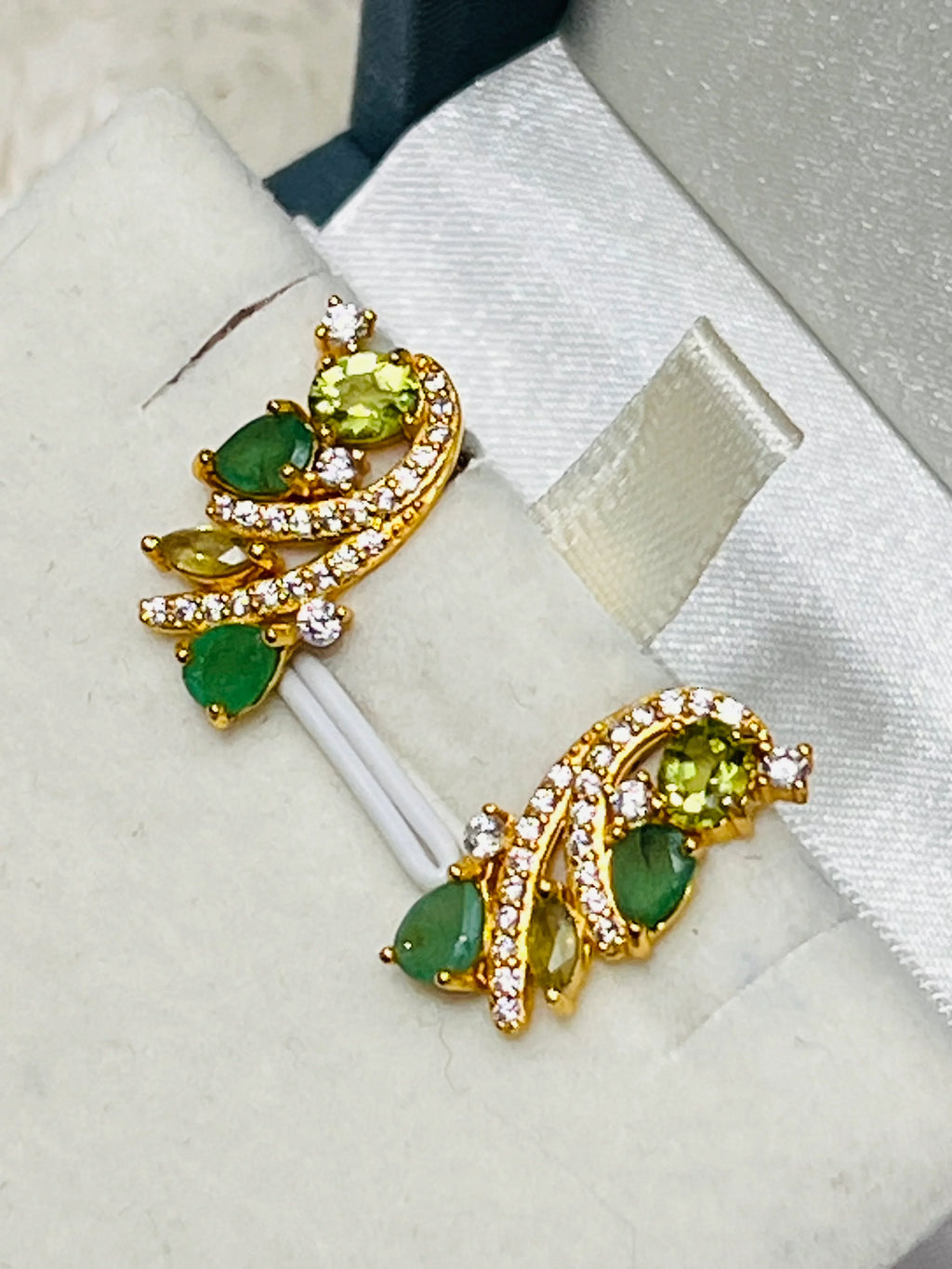 Handmade Colombian Emerald and Peridot Earrings