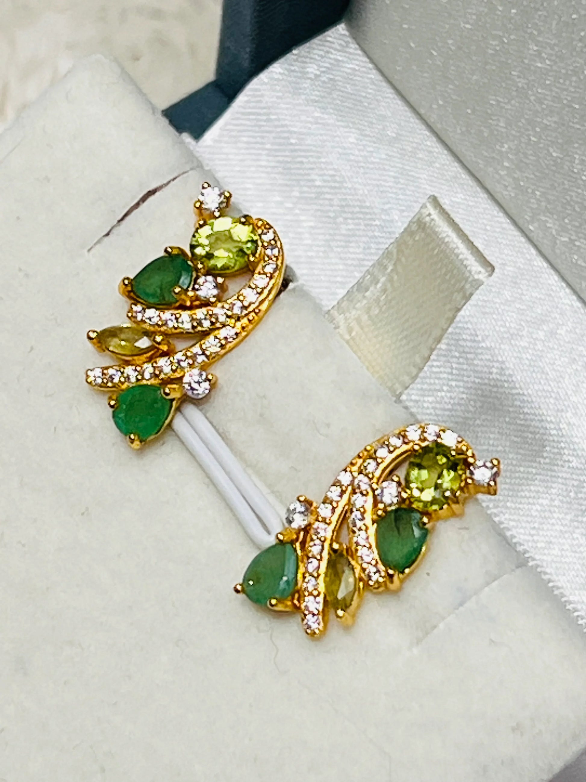 Handmade Colombian Emerald and Peridot Earrings