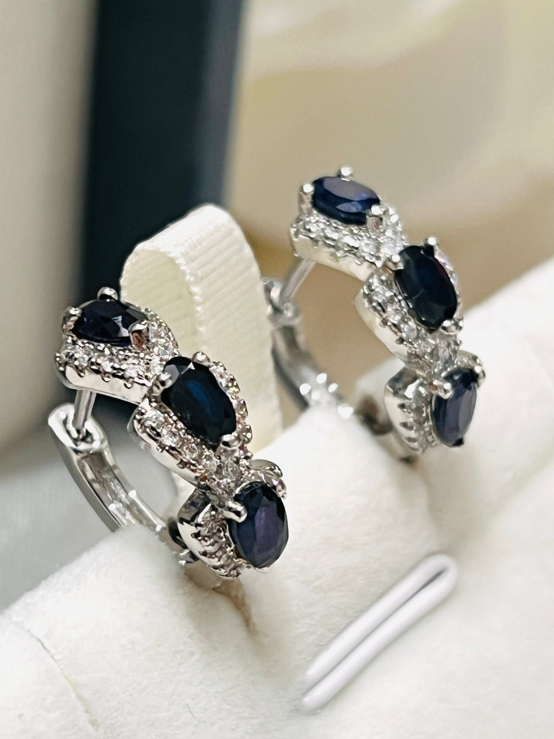 Handmade Natural Blue Sapphire Petite Huggie Earrings