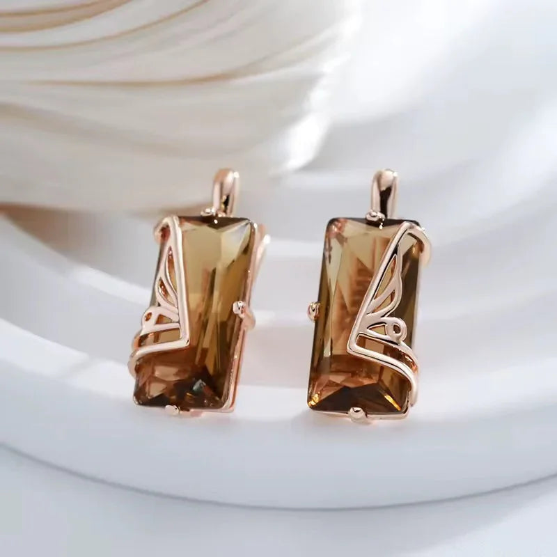 14K Rolled Gold  Citrine Earrings- Minimalistic Design