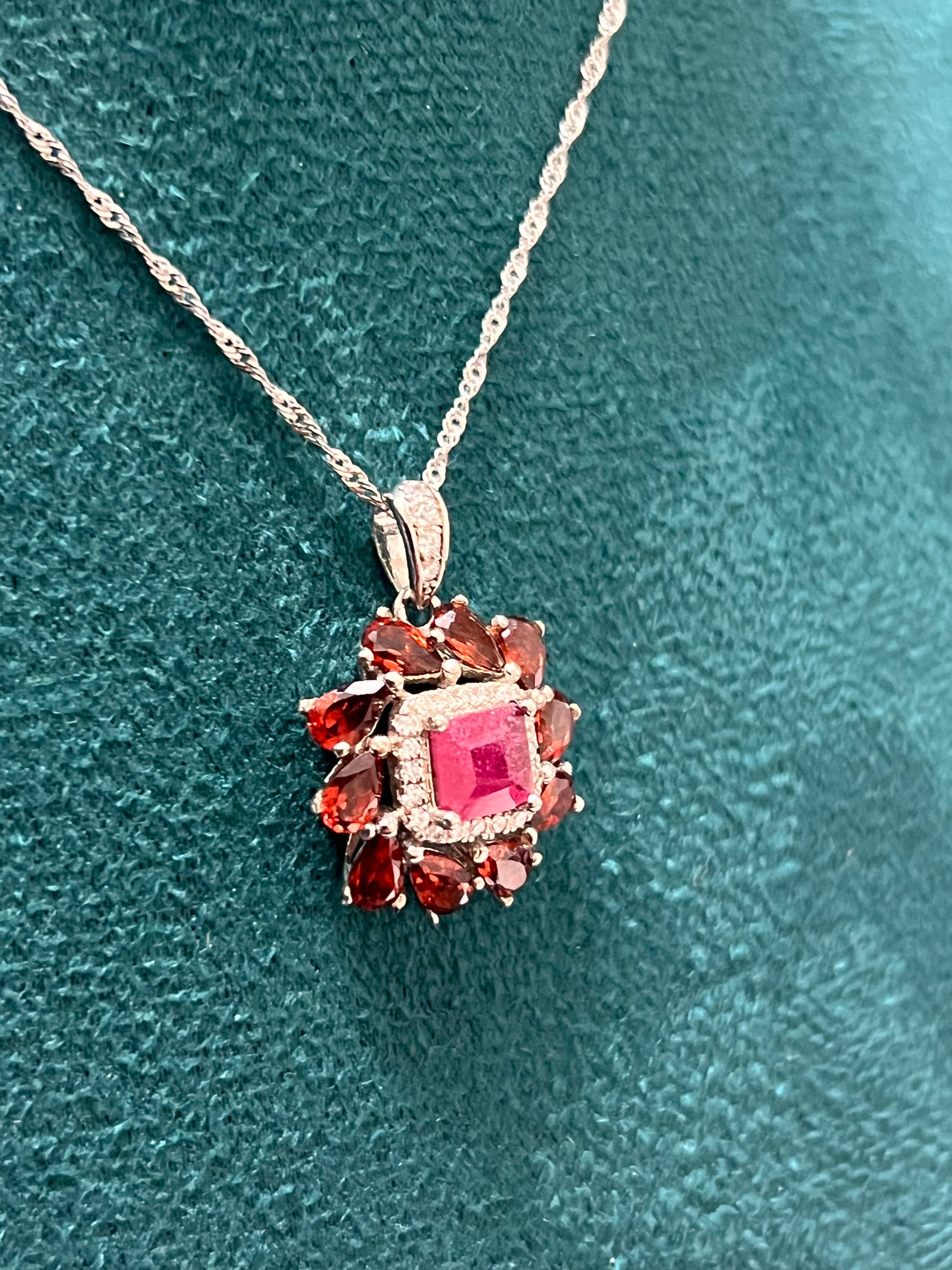 Handmade Genuine Ruby and Garnet Necklace