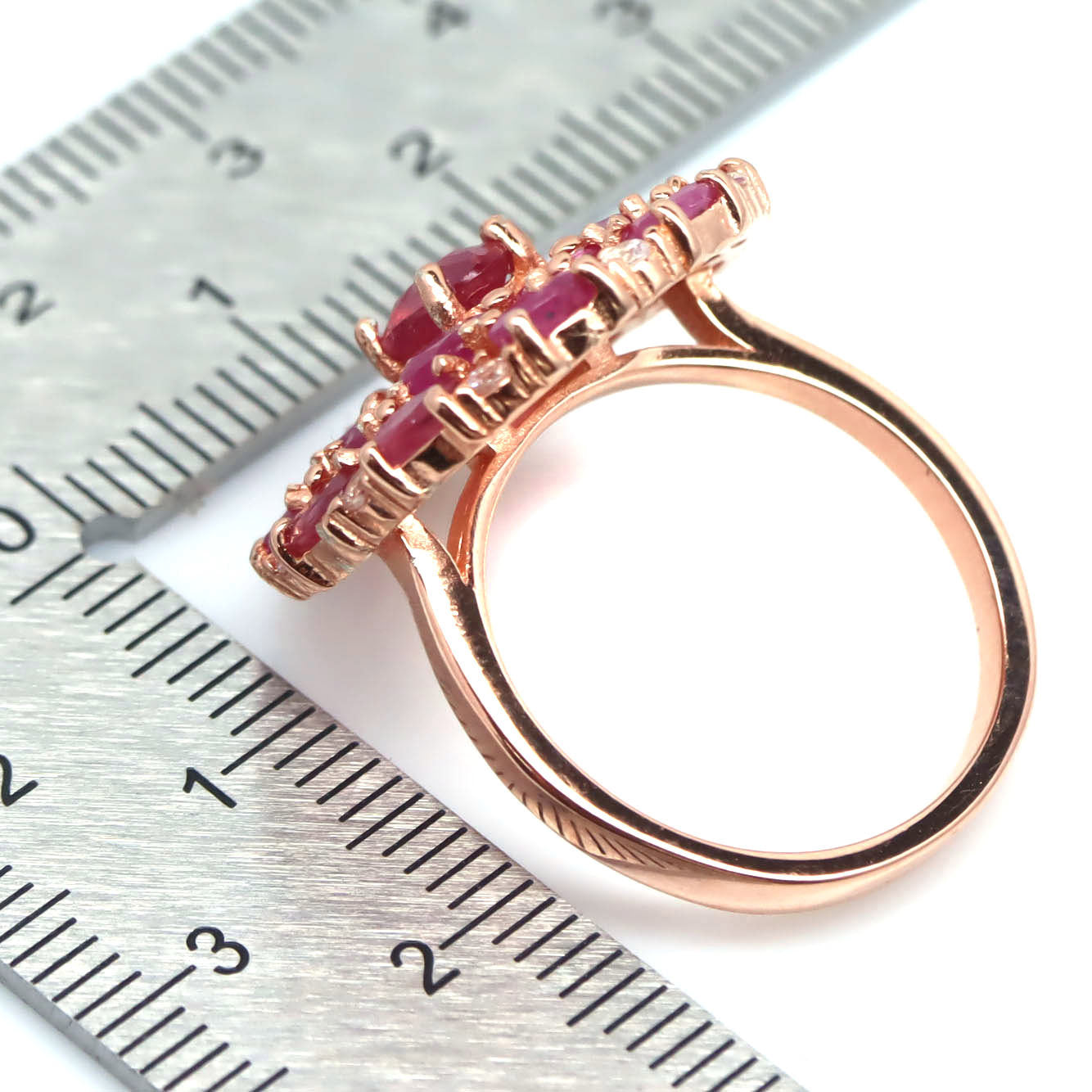 Artisan Pink Ruby Ring with Created White Sapphire Accents