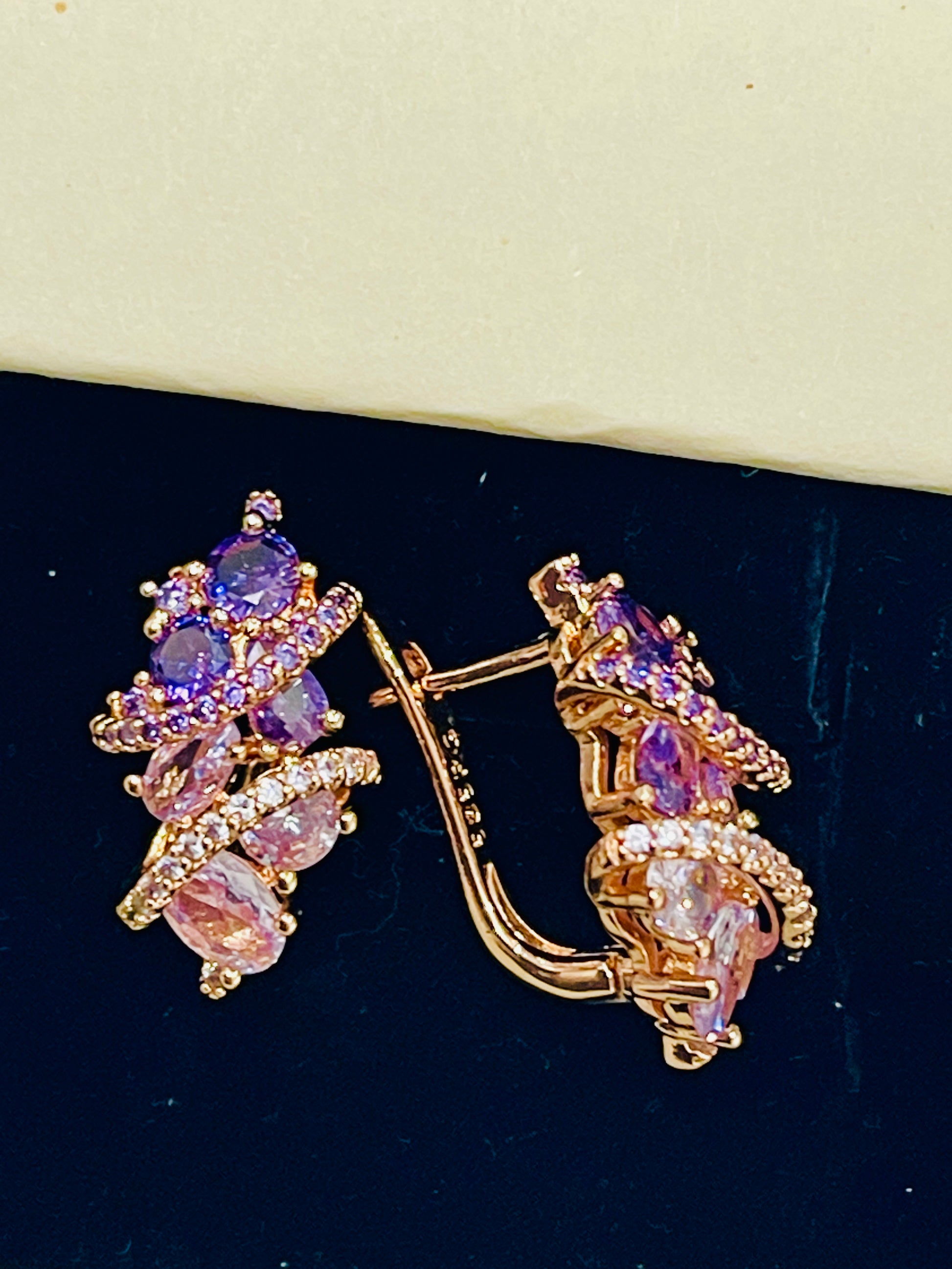 14k Rose Rolled Gold Amethyst Ophelia Earrings