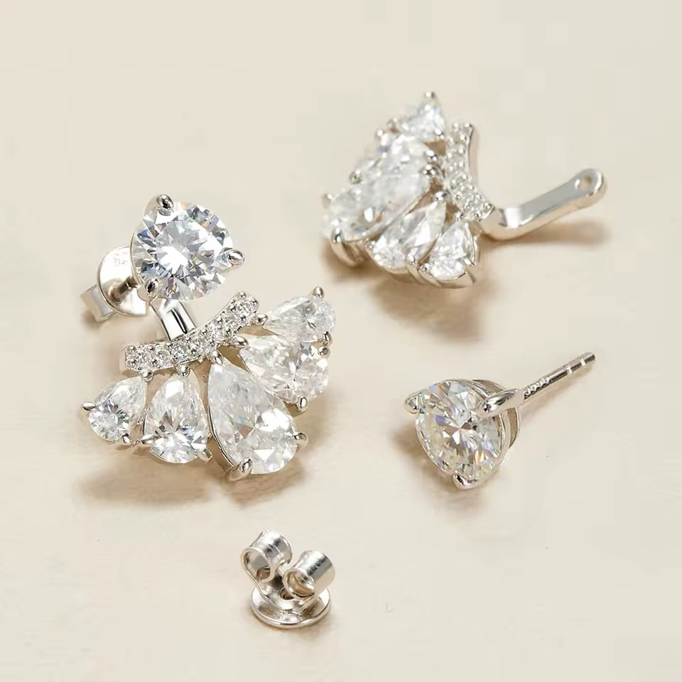 Stunning Solitaire Diamond (Moissanite) Jacket earrings