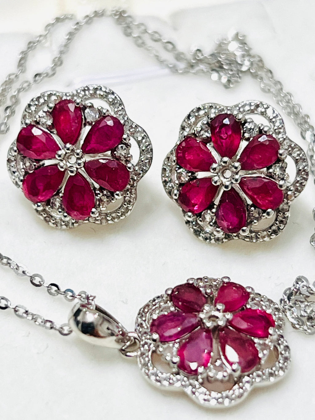 Handmade Natural Ruby Bloom- “The Neptune Set”
