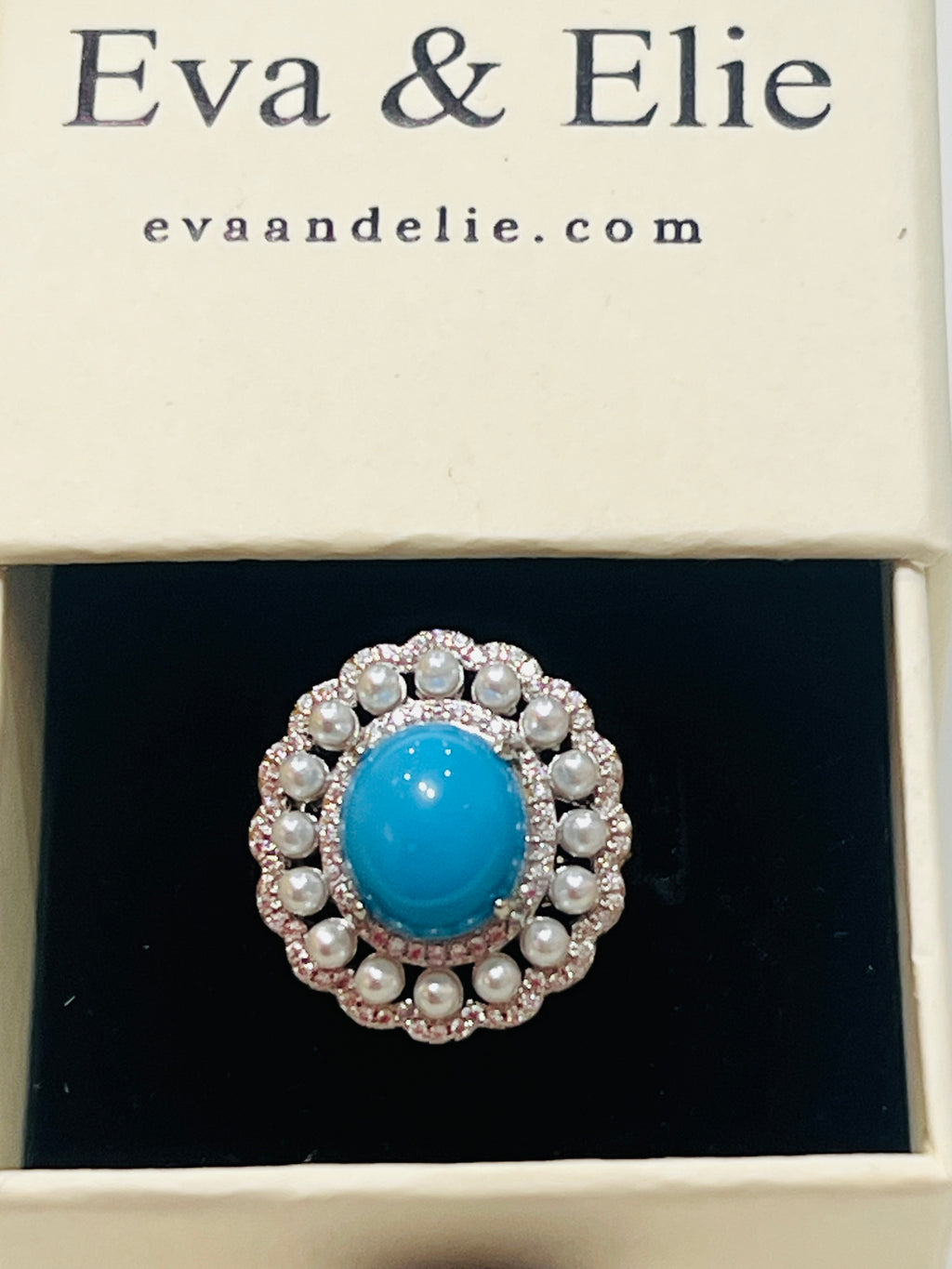 Vintage Inspired Turquoise & Pearl Statement Ring for Women