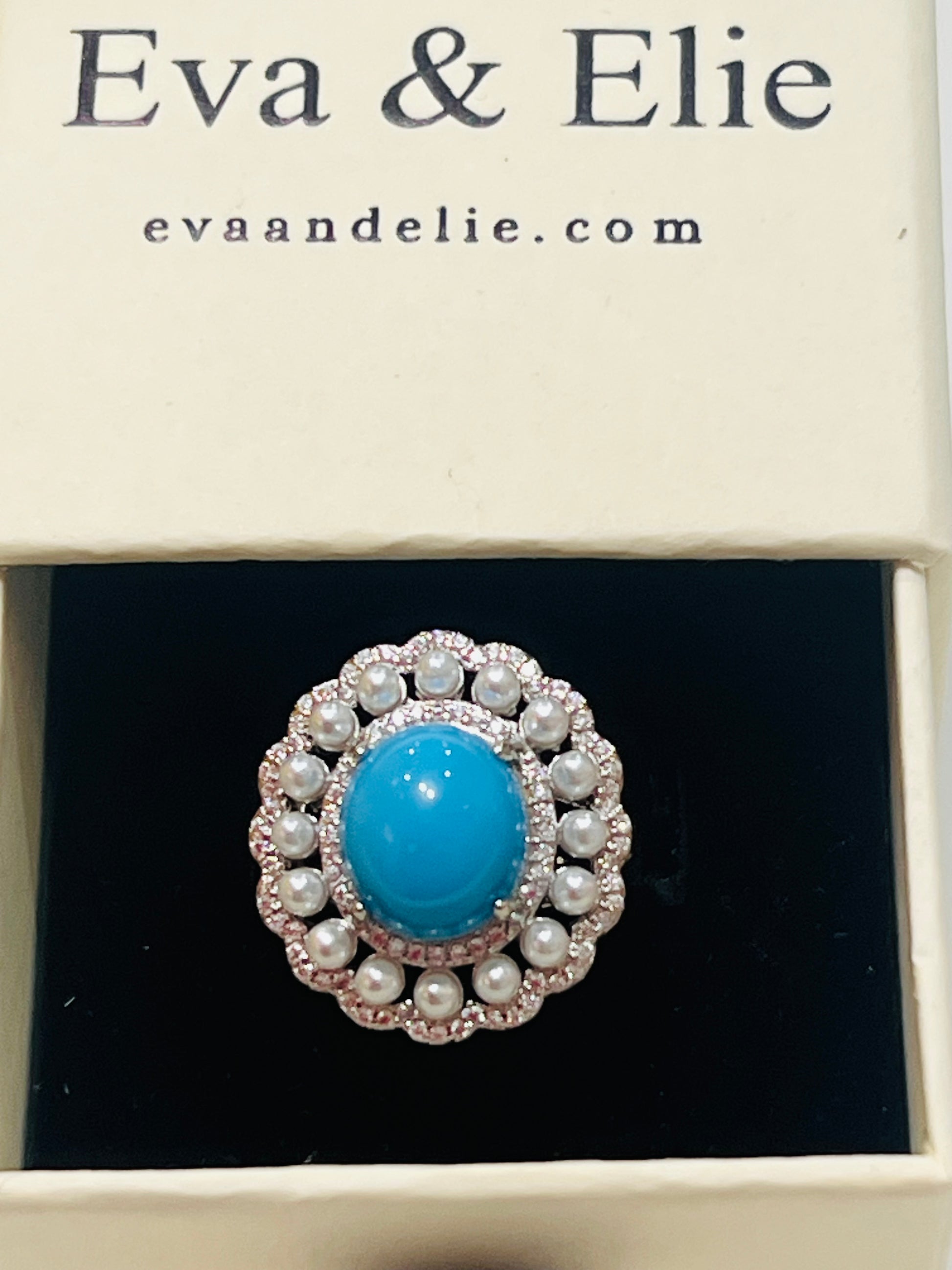 Vintage Inspired Turquoise & Pearl Statement Ring for Women