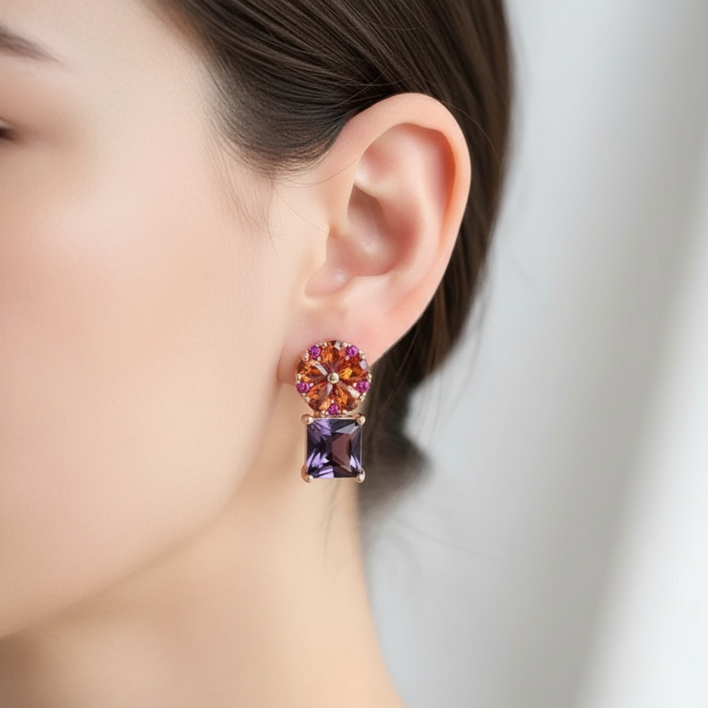 14k Rolled Gold Flower and Minimalistic Earrings