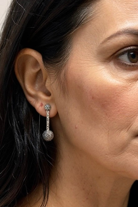 Multi-Color Sapphire Ball Design Sterling Silver Necklace and Earring Set