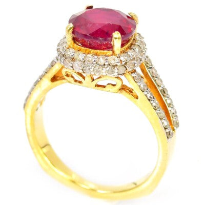 Genuine Burmese Ruby and natural diamonds ring