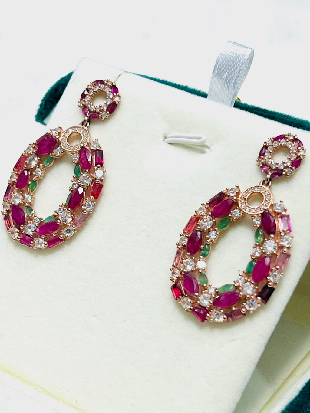 Handmade Exquisite Natural Emerald & Ruby Earrings – Italian Craftsmanship