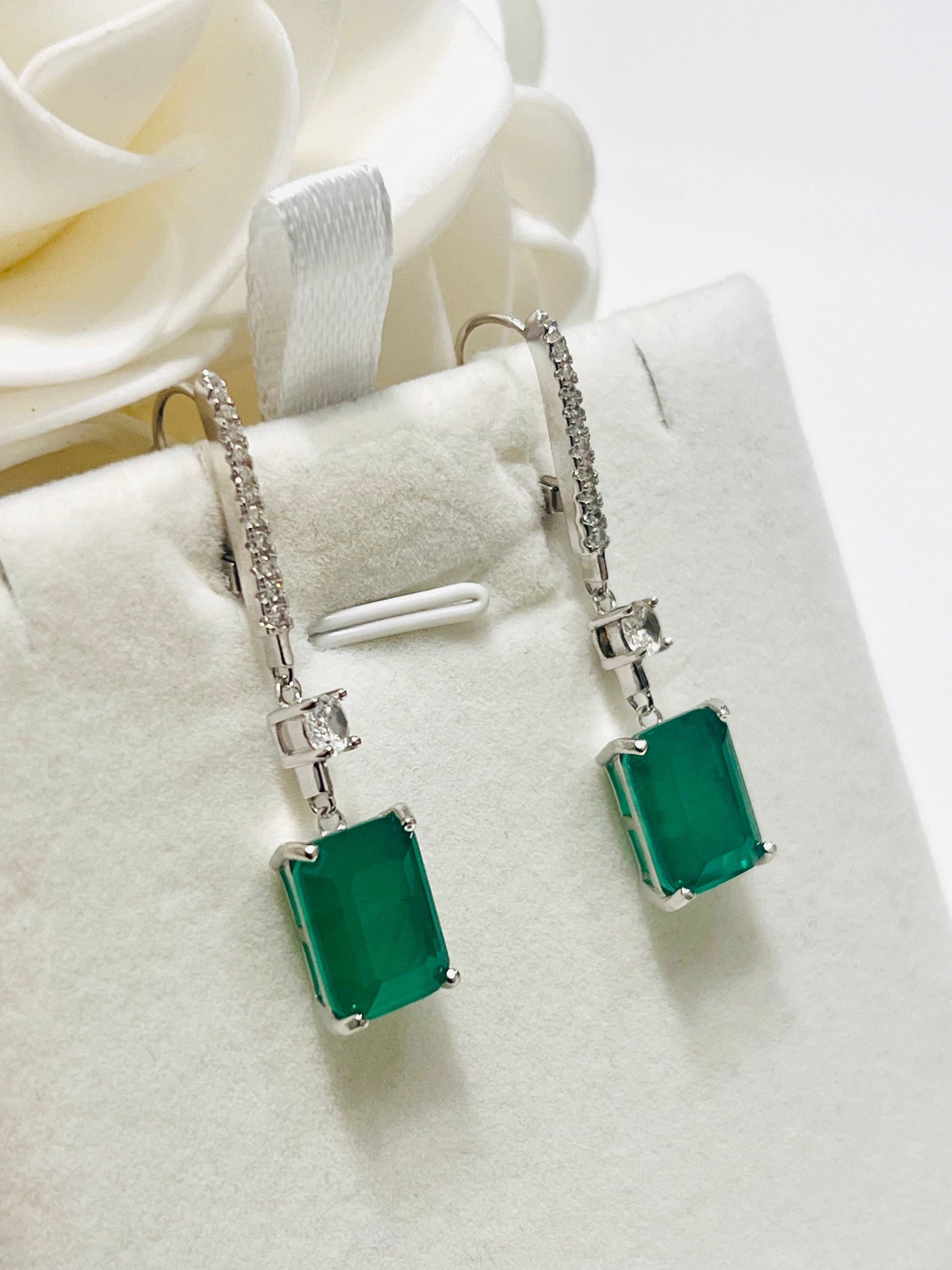 Handamde 8 carats Genuine Zambian Emerald Doublet Earrings