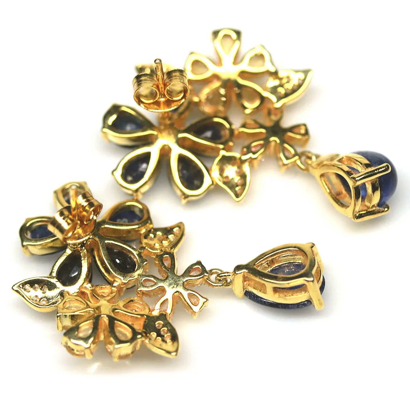 Handmade Natural Blue and white Sapphires Earrings