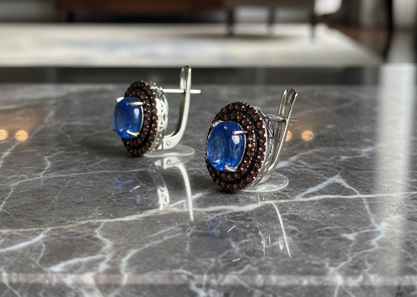 Handmade Natural Tanzanite and Sapphire set