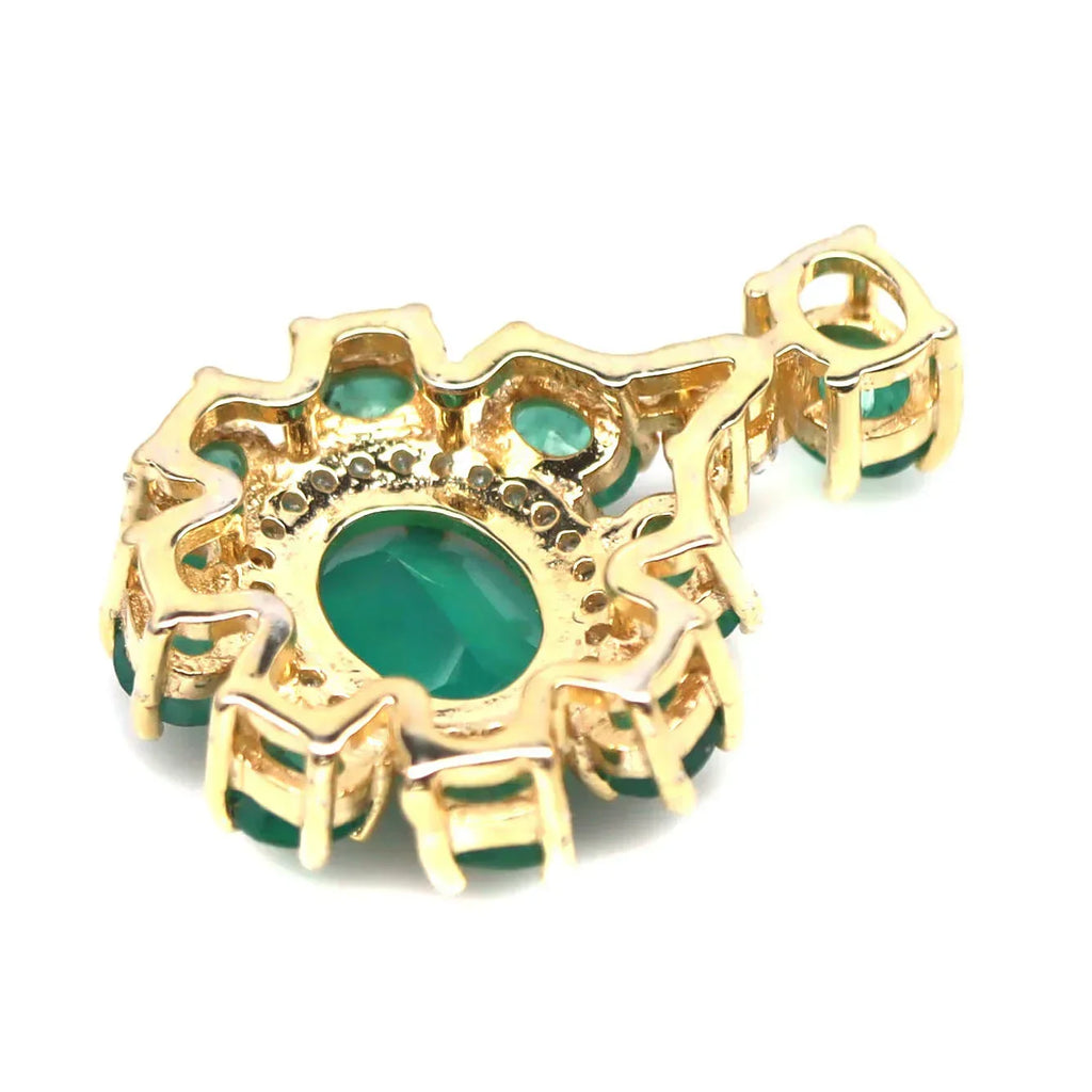 Natural Emerald Jewelry Set in 18K Gold Vermeil