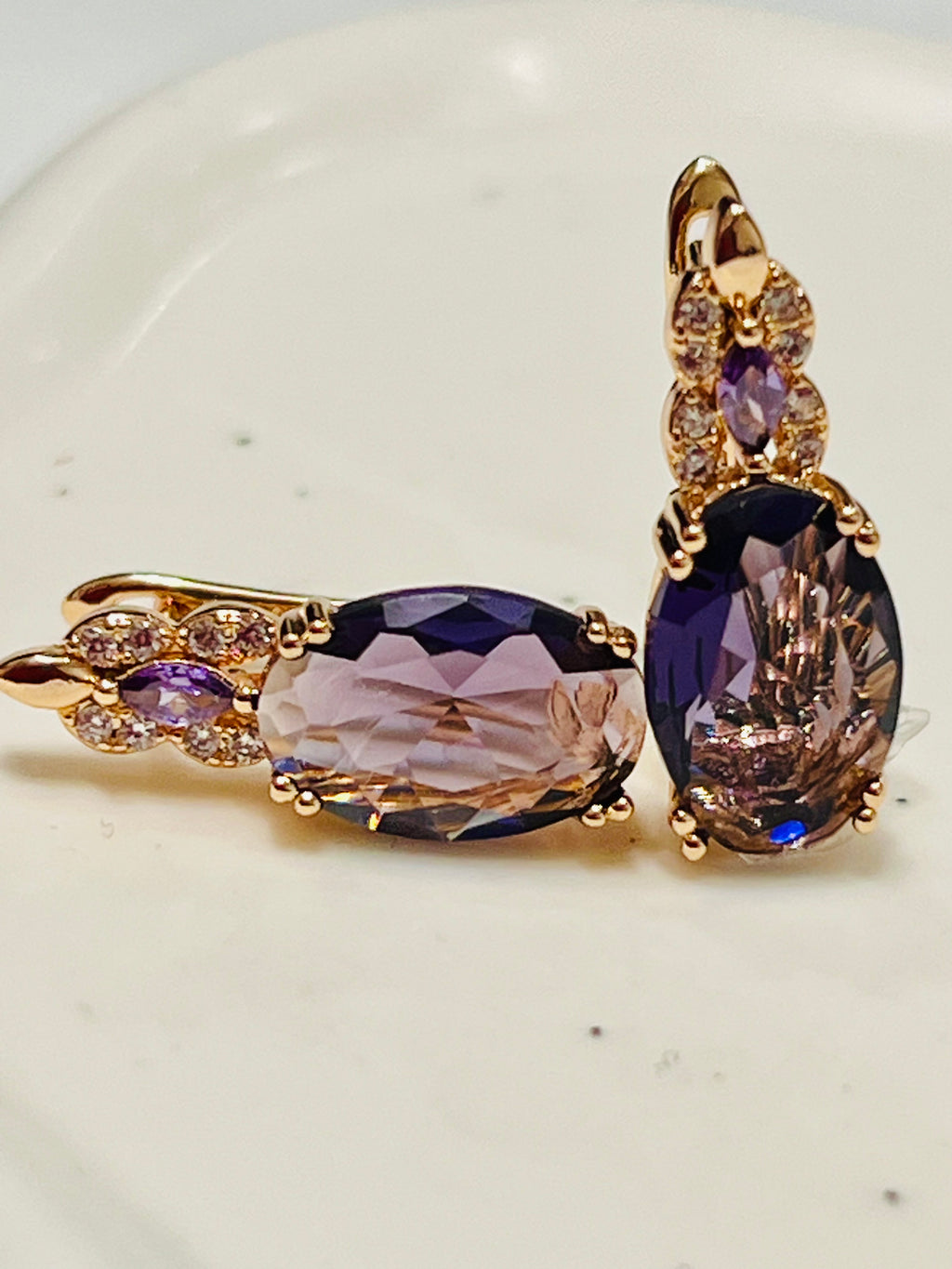 14K rose Gold-Filled Oval Amethyst Earrings
