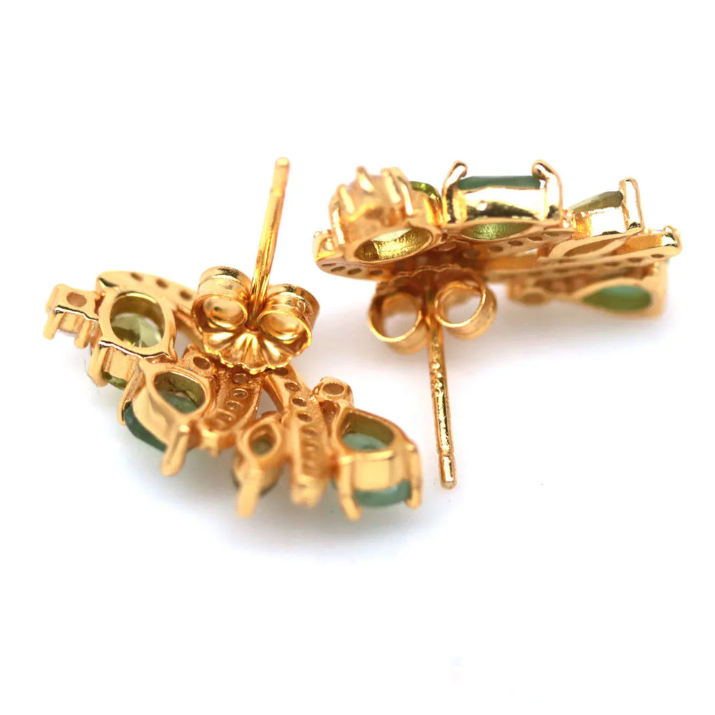 Handmade Colombian Emerald and Peridot Earrings