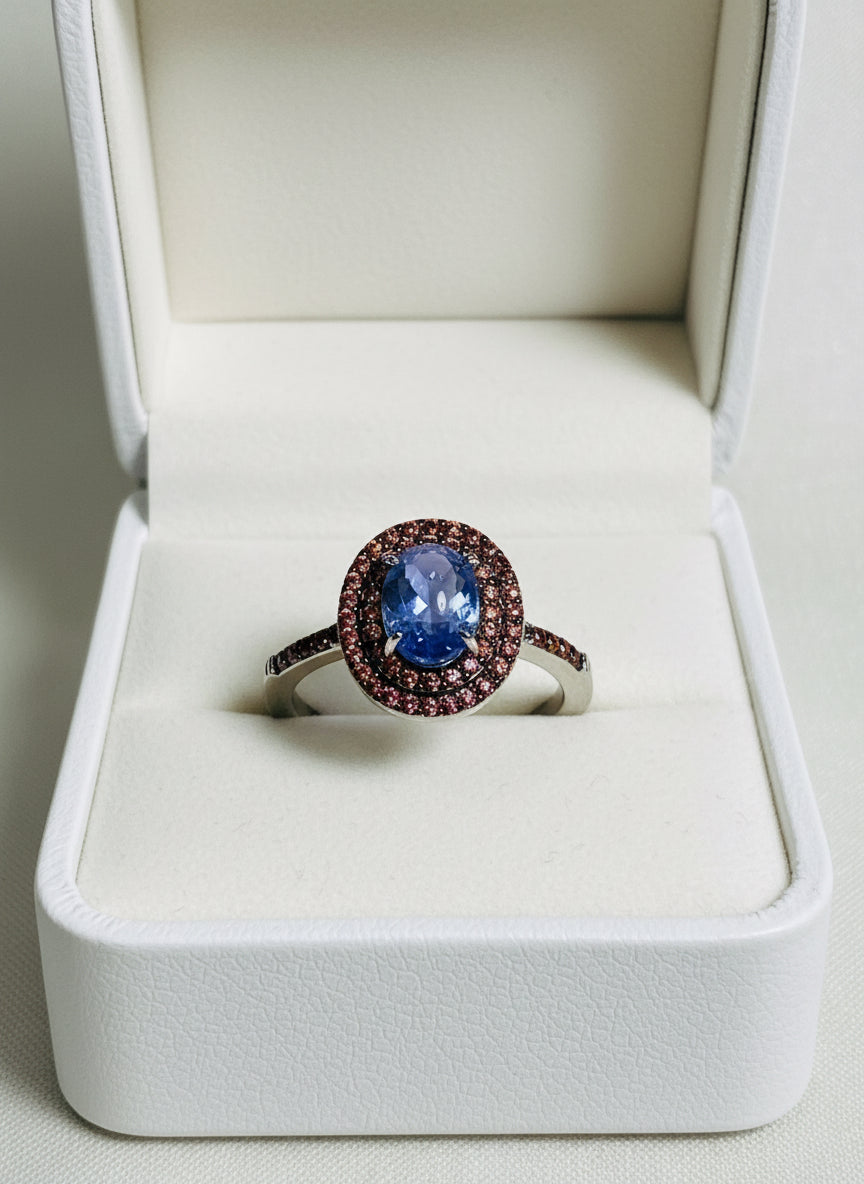 Handmade Natural Tanzanite and Sapphire set