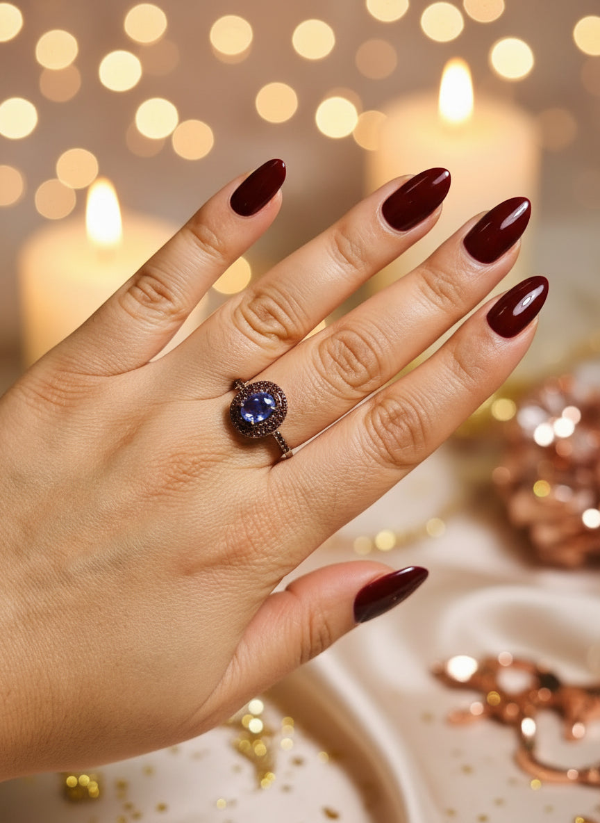 Handmade Natural Tanzanite and Sapphire set